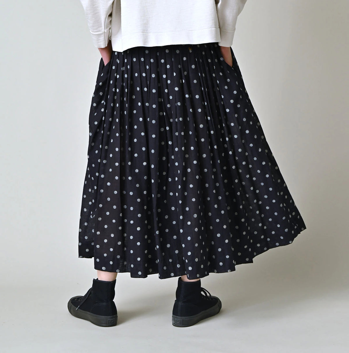 45R Indigo Gauze Polka Dot Wrap Skirt