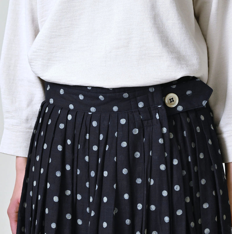 45R Indigo Gauze Polka Dot Wrap Skirt - Image 6