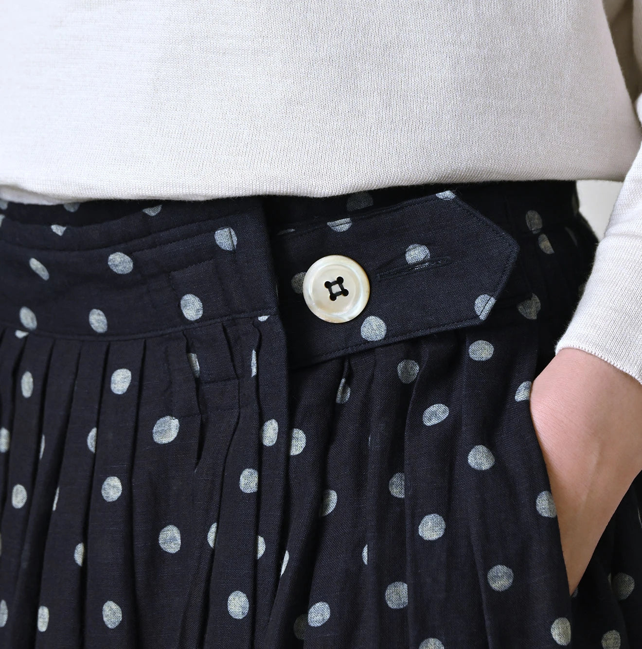 45R Indigo Gauze Polka Dot Wrap Skirt - Image 7