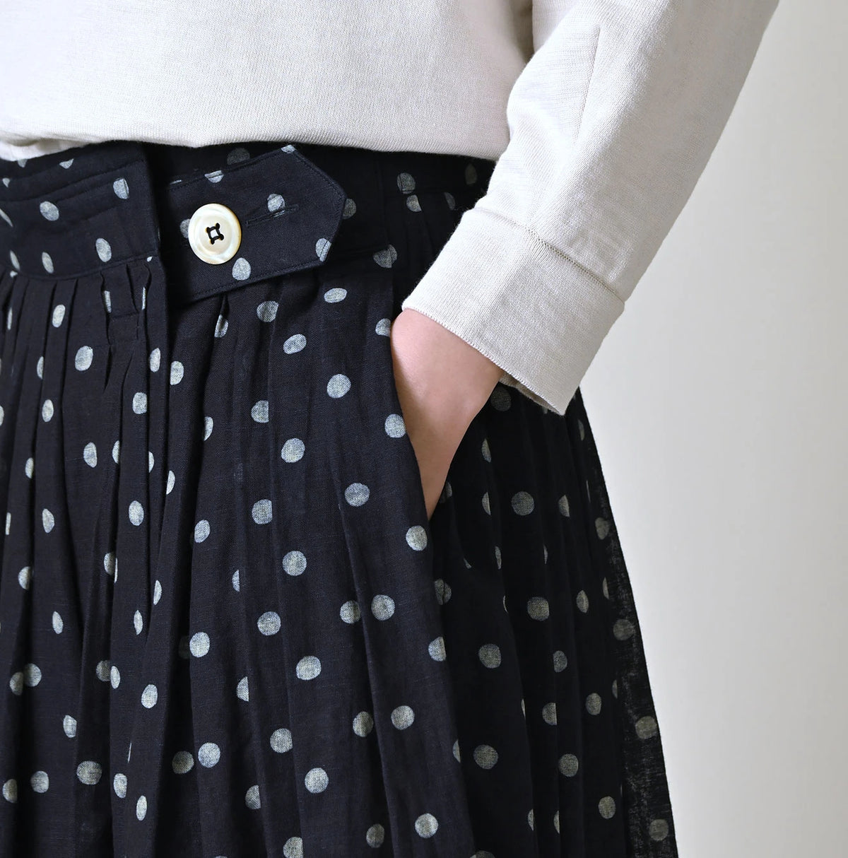 45R Indigo Gauze Polka Dot Wrap Skirt