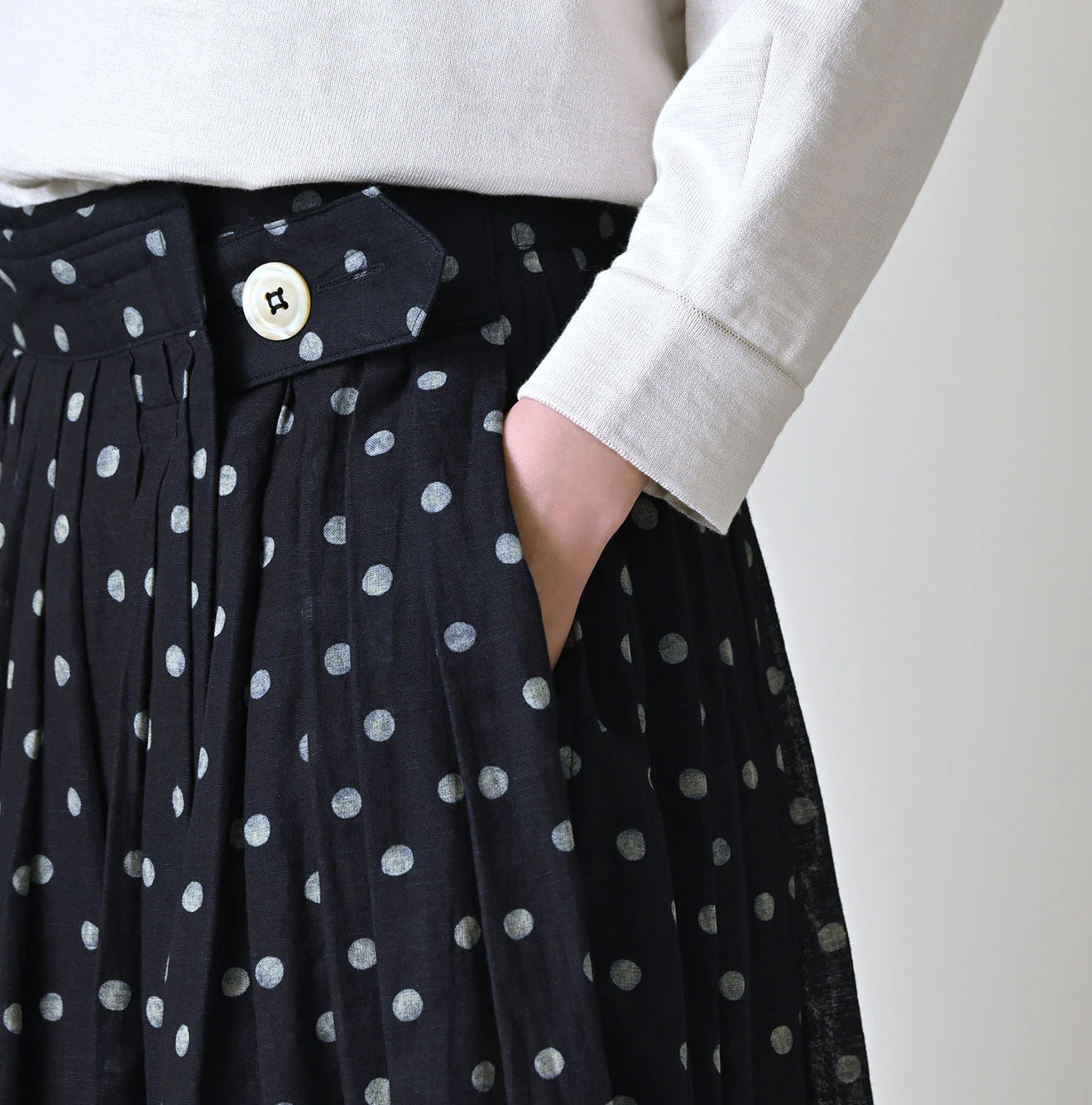 45R Indigo Gauze Polka Dot Wrap Skirt - Image 8