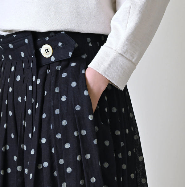 45R Indigo Gauze Polka Dot Wrap Skirt