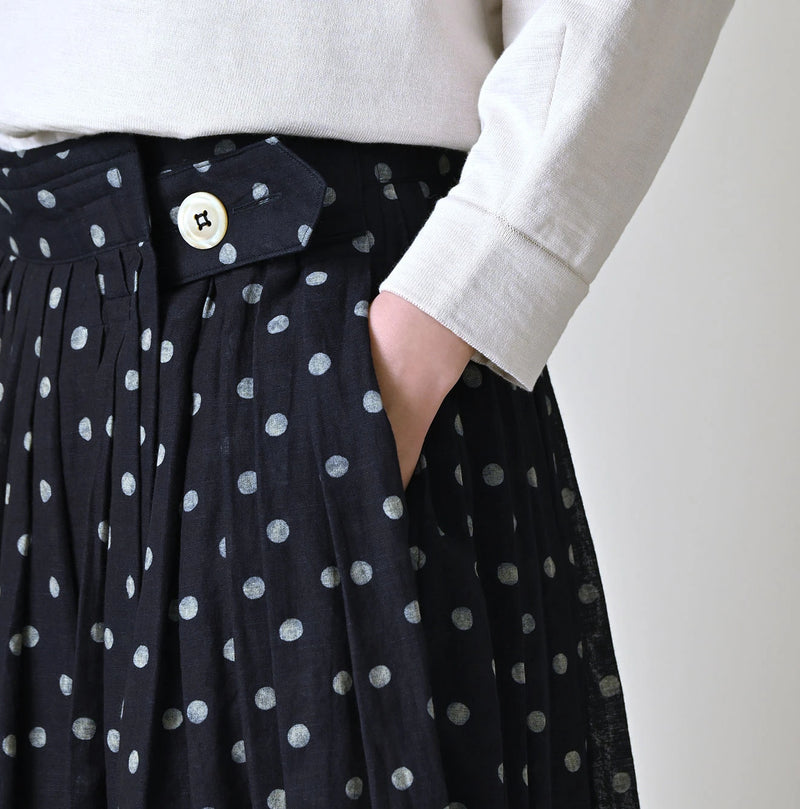 45R Indigo Gauze Polka Dot Wrap Skirt - Image 8