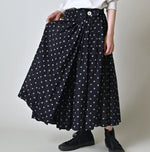 45R Indigo Gauze Polka Dot Wrap Skirt