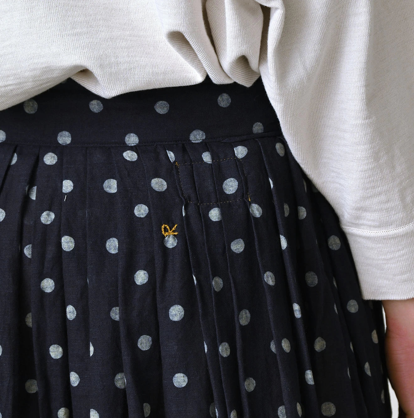 45R Indigo Gauze Polka Dot Wrap Skirt - Image 11