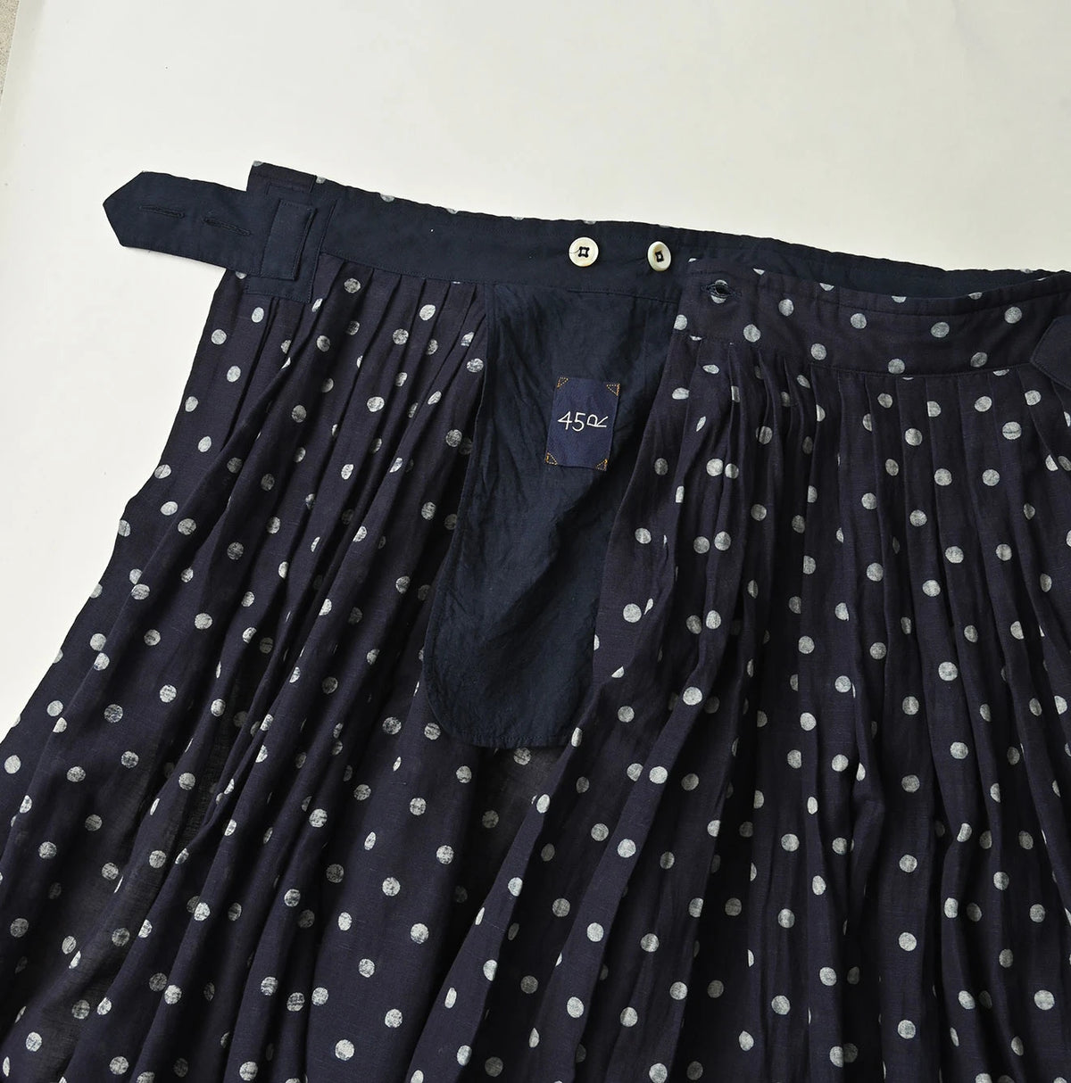45R Indigo Gauze Polka Dot Wrap Skirt