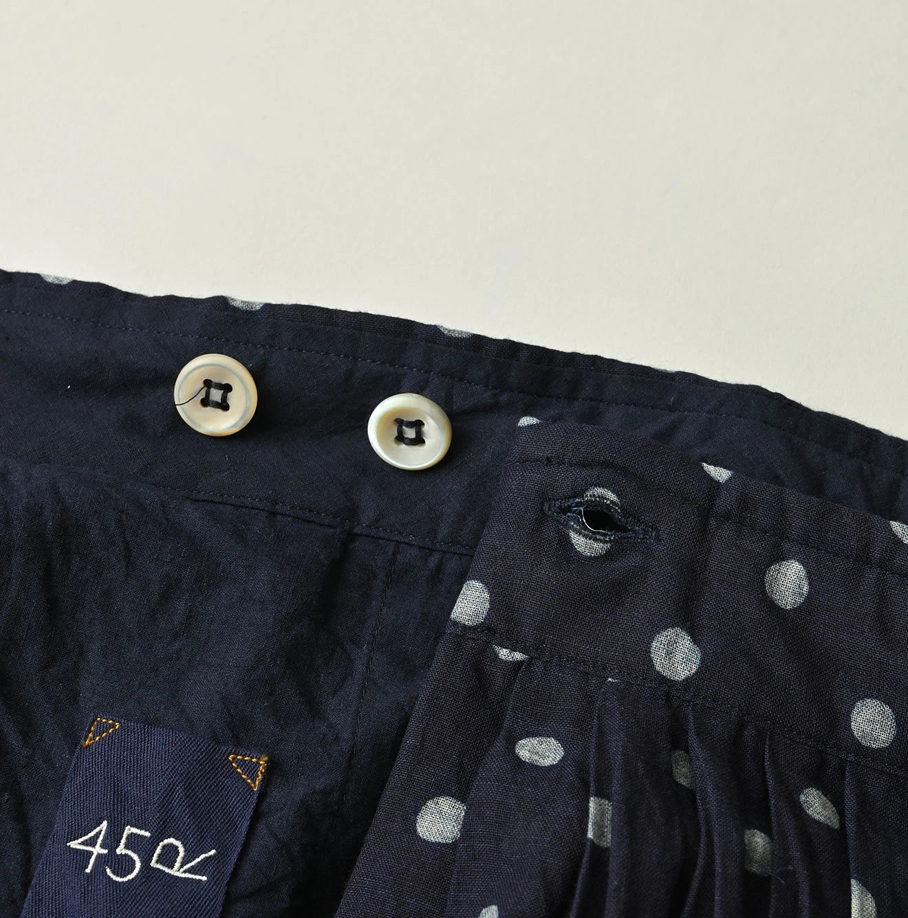 45R Indigo Gauze Polka Dot Wrap Skirt - Image 15