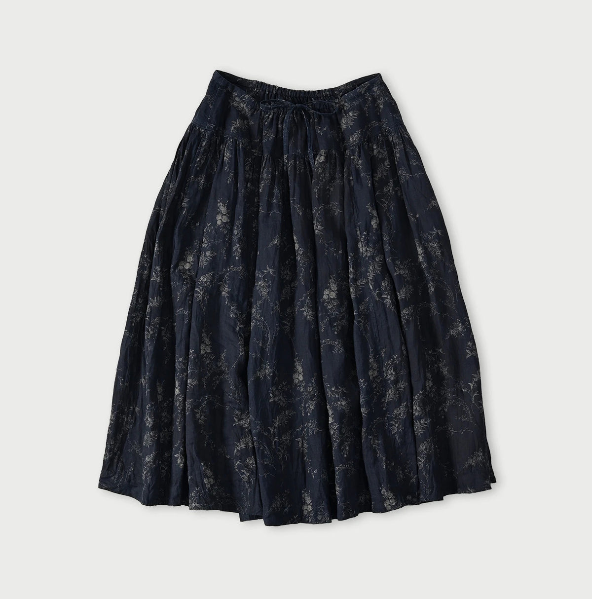45R Indigo Linen Campanula Easy Gathered Skirt