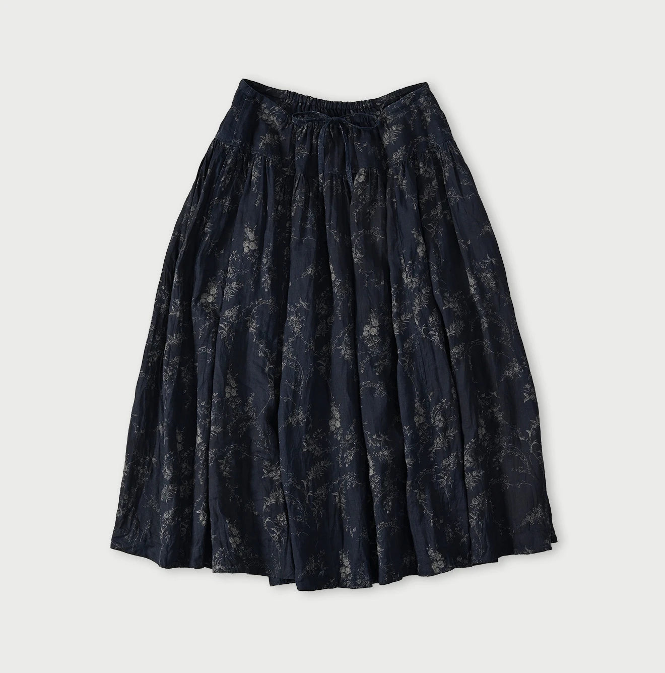 45R Indigo Linen Campanula Easy Gathered Skirt - Image 1