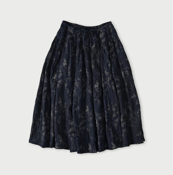 45R Indigo Linen Campanula Easy Gathered Skirt