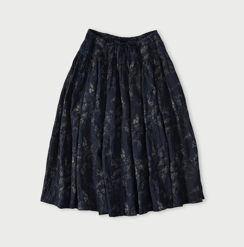 45R Indigo Linen Campanula Easy Gathered Skirt - Image 1