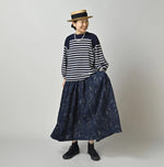 45R Indigo Linen Campanula Easy Gathered Skirt