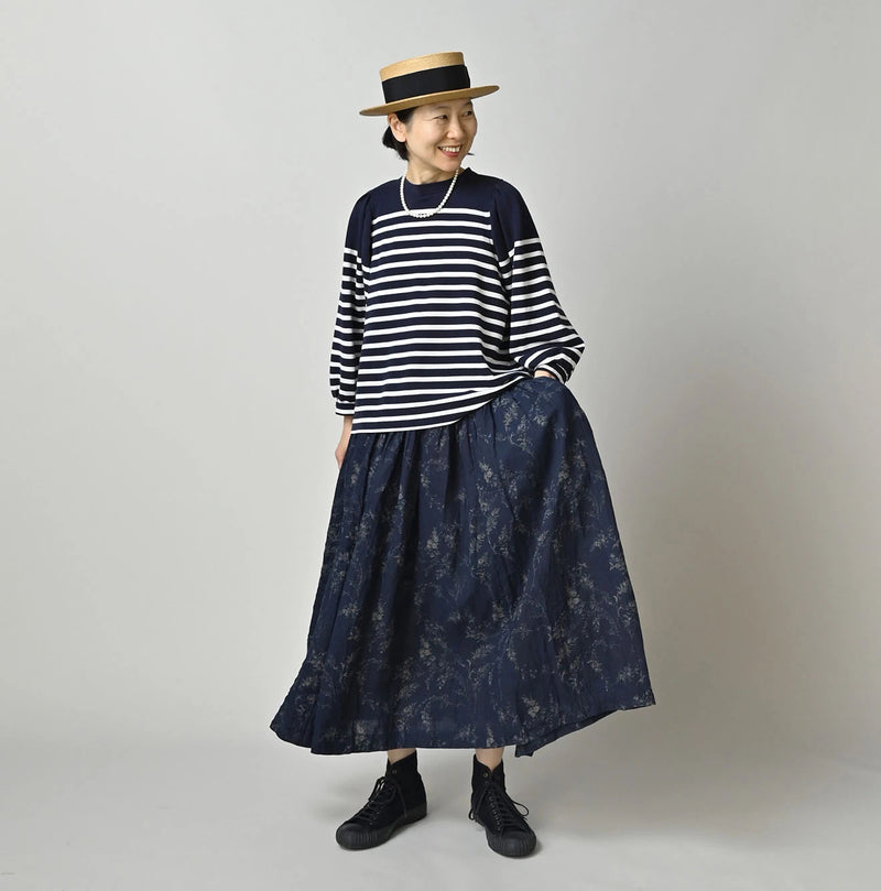 45R Indigo Linen Campanula Easy Gathered Skirt - Image 2