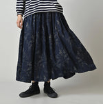 45R Indigo Linen Campanula Easy Gathered Skirt