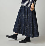 45R Indigo Linen Campanula Easy Gathered Skirt