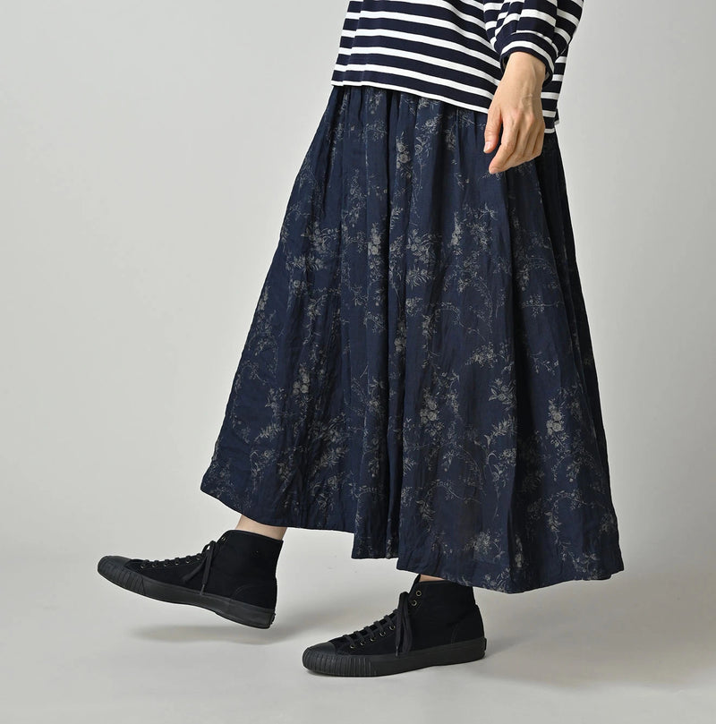 45R Indigo Linen Campanula Easy Gathered Skirt - Image 4