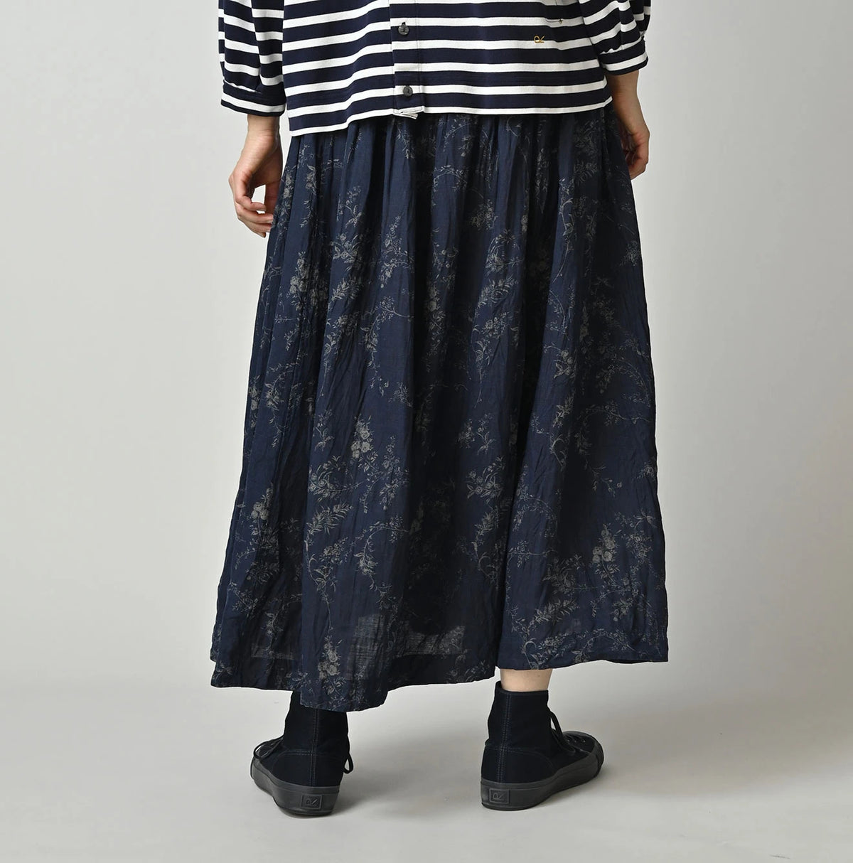 45R Indigo Linen Campanula Easy Gathered Skirt