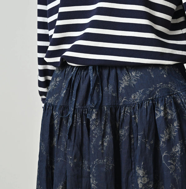 45R Indigo Linen Campanula Easy Gathered Skirt