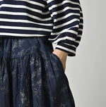 45R Indigo Linen Campanula Easy Gathered Skirt