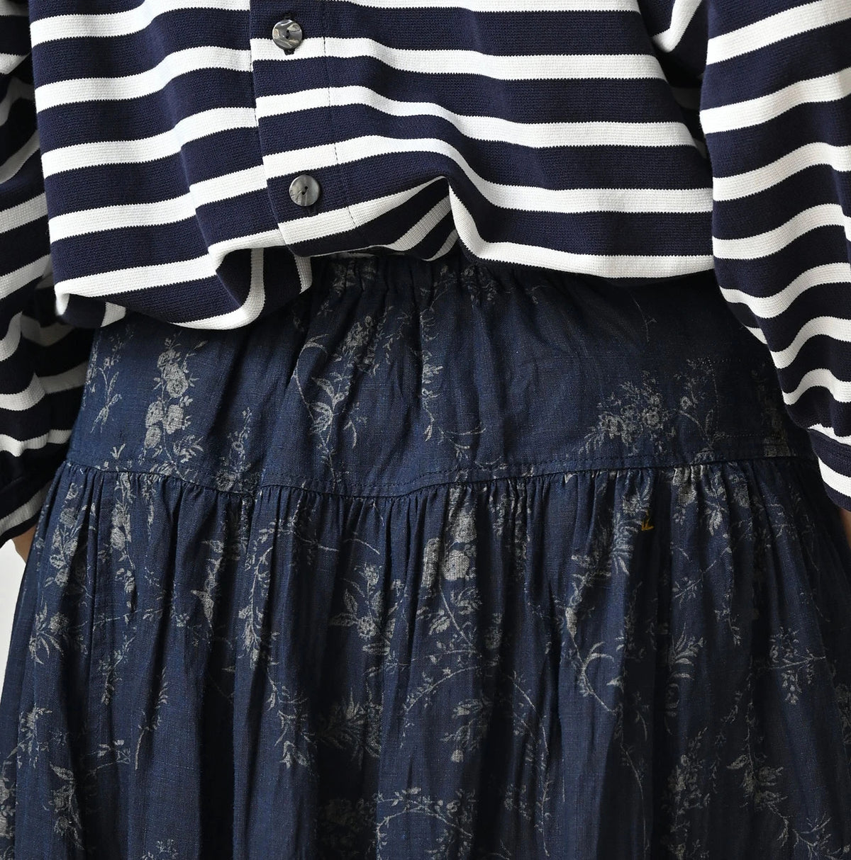 45R Indigo Linen Campanula Easy Gathered Skirt