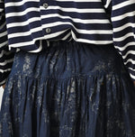 45R Indigo Linen Campanula Easy Gathered Skirt