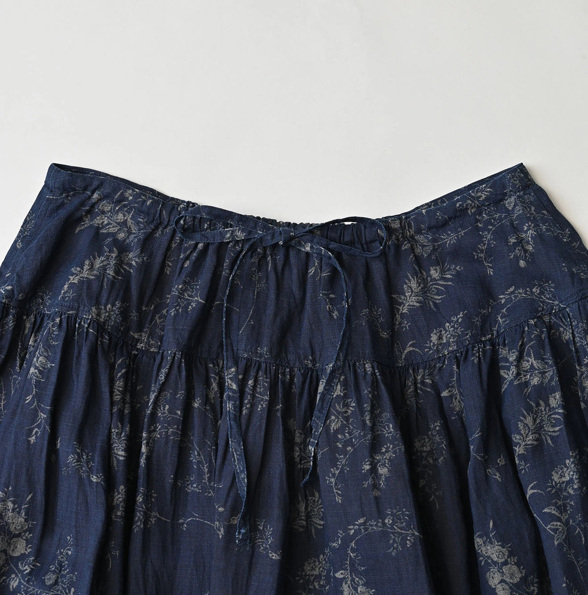 45R Indigo Linen Campanula Easy Gathered Skirt