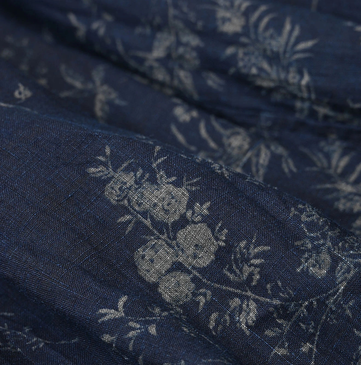 45R Indigo Linen Campanula Easy Gathered Skirt