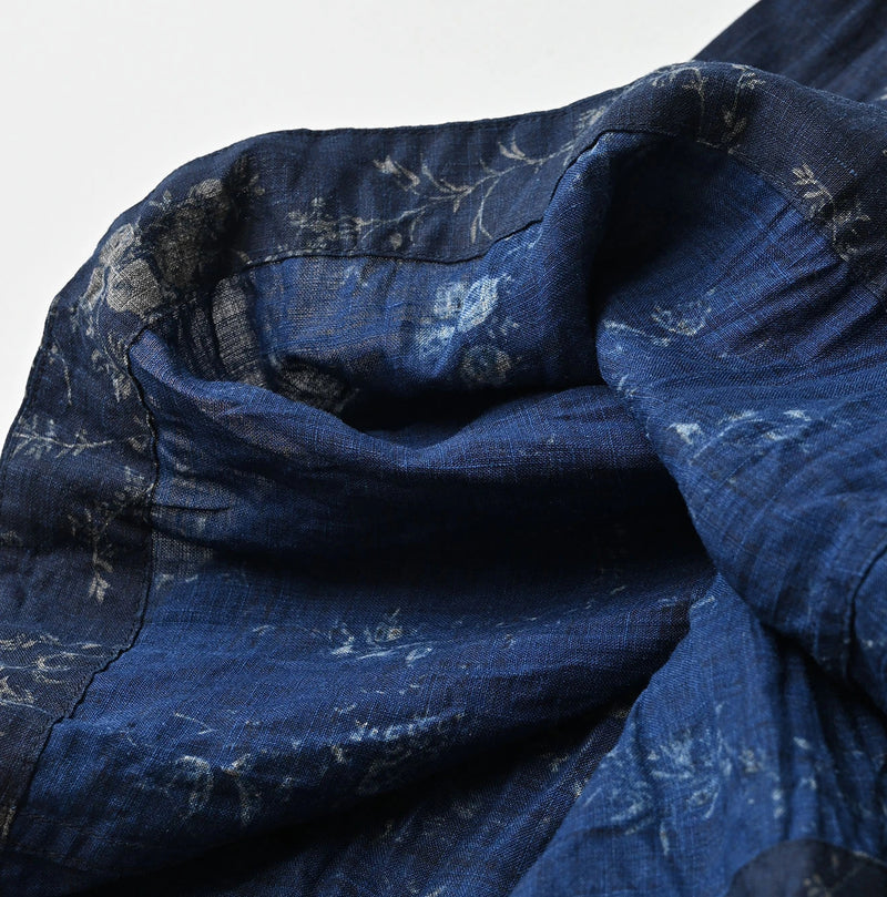 45R Indigo Linen Campanula Easy Gathered Skirt - Image 16