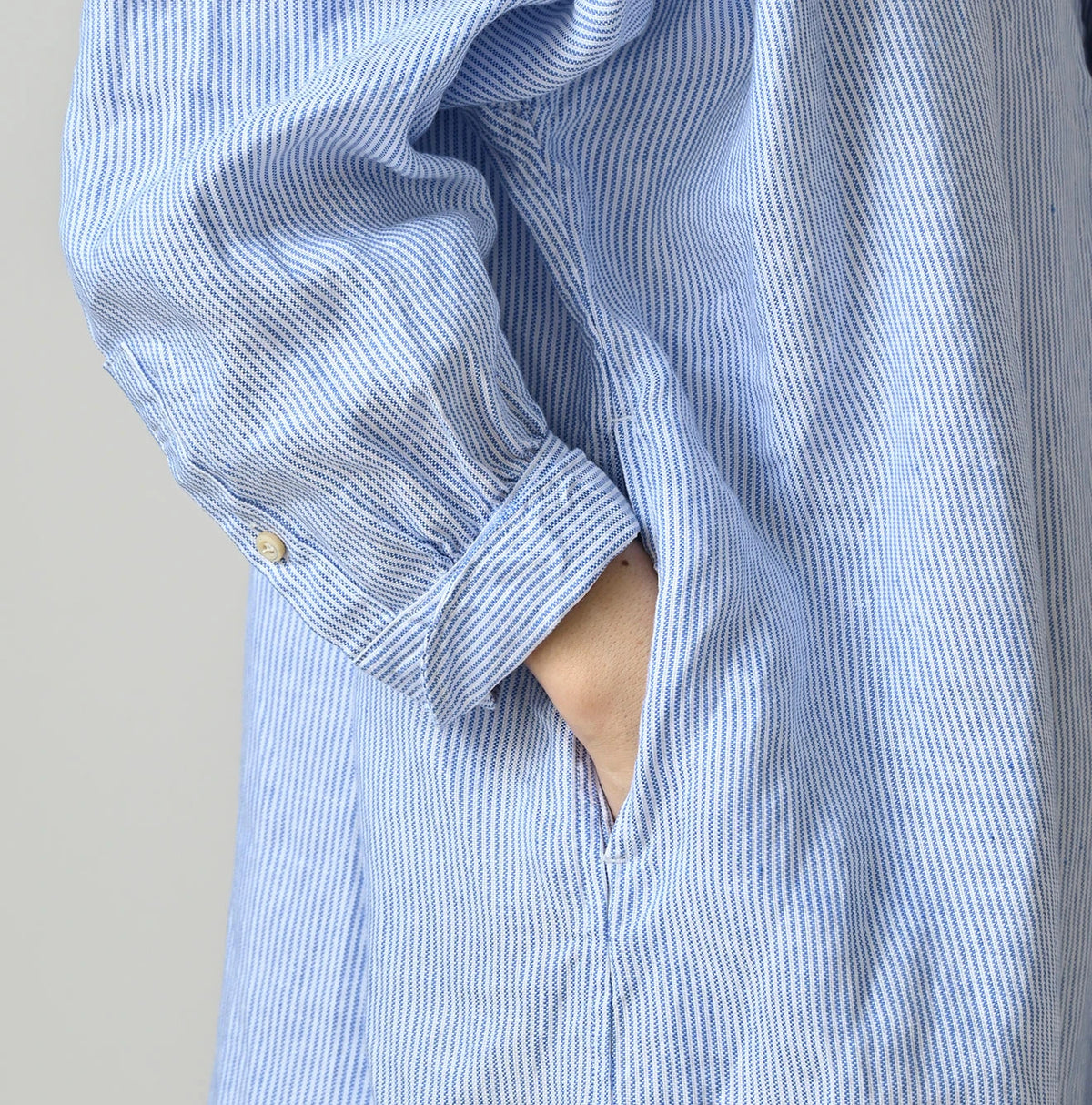 45R Linen Oxford Big Shirt Dress