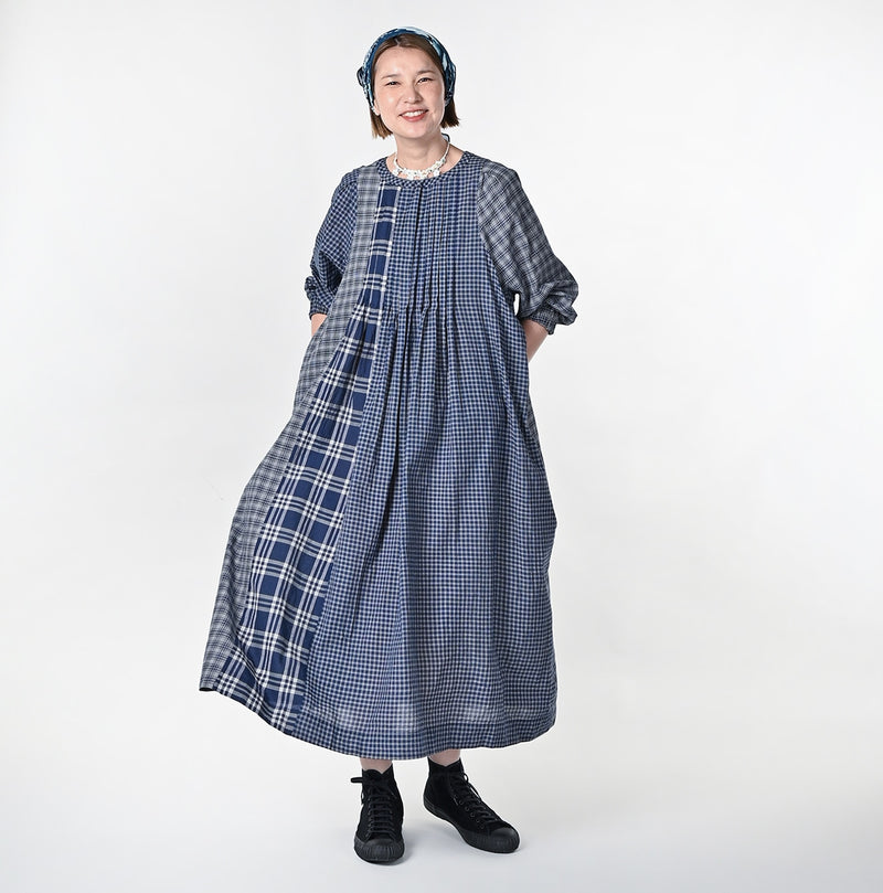 45R Aikaze Khadi Mix Tucked Dress