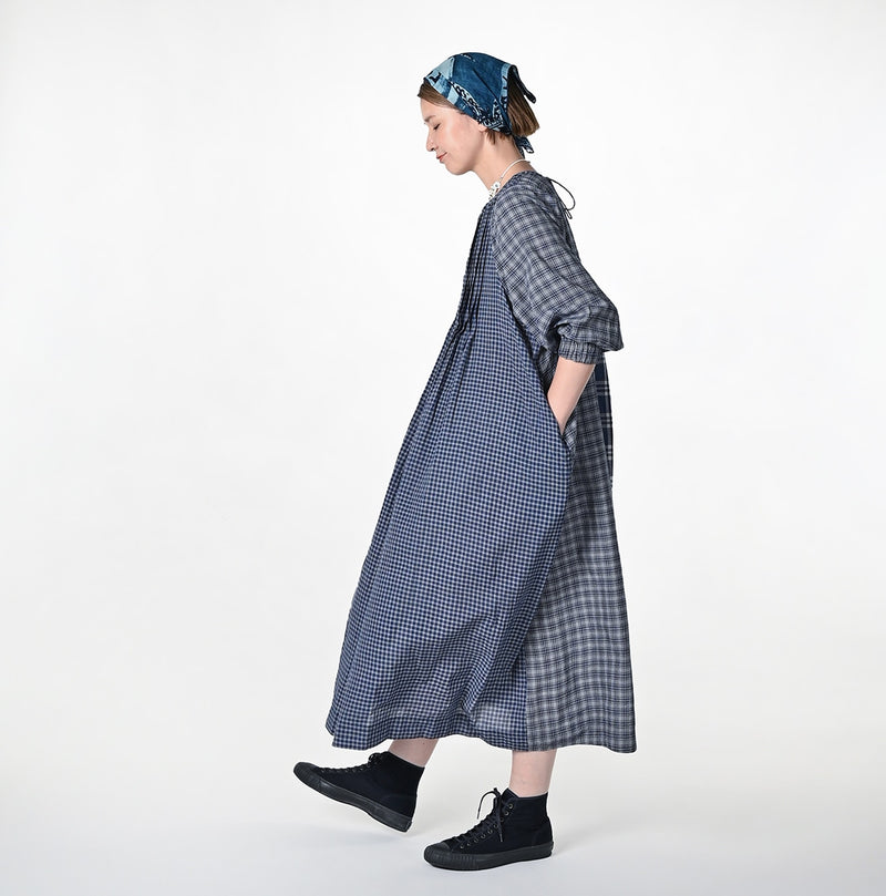 45R Aikaze Khadi Mix Tucked Dress