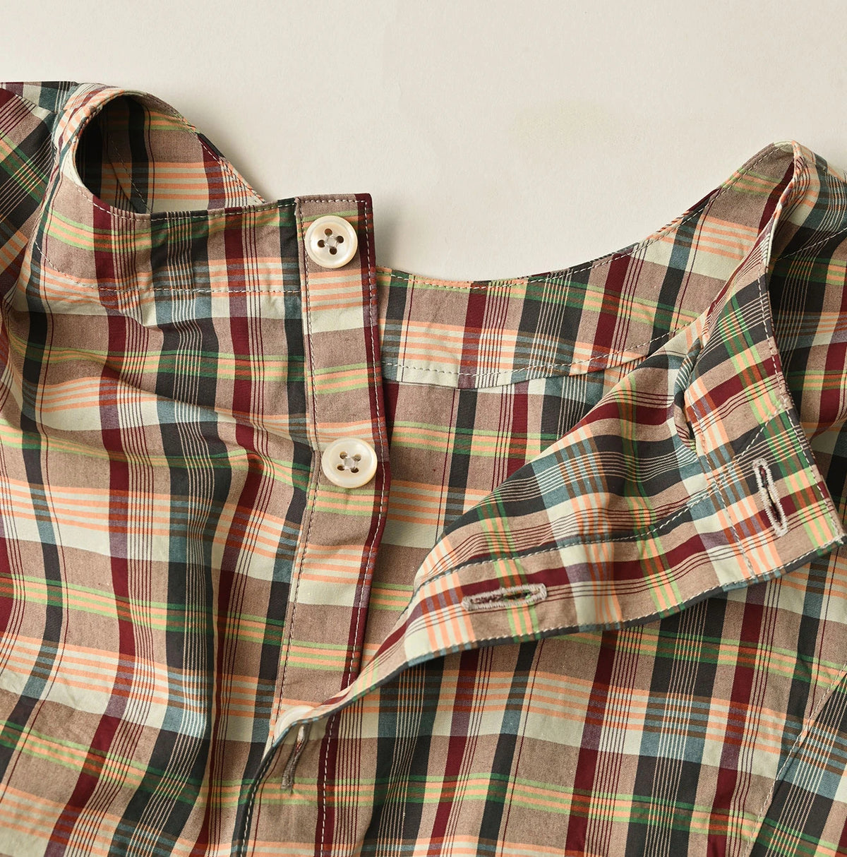 45R Broadcloth Madras Wrap Dress