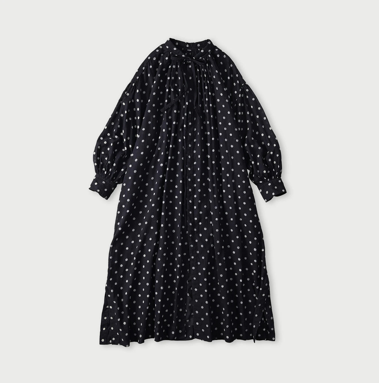 45R Indigo Gauze Polka Dot Coupe Smock Dress - Image 1