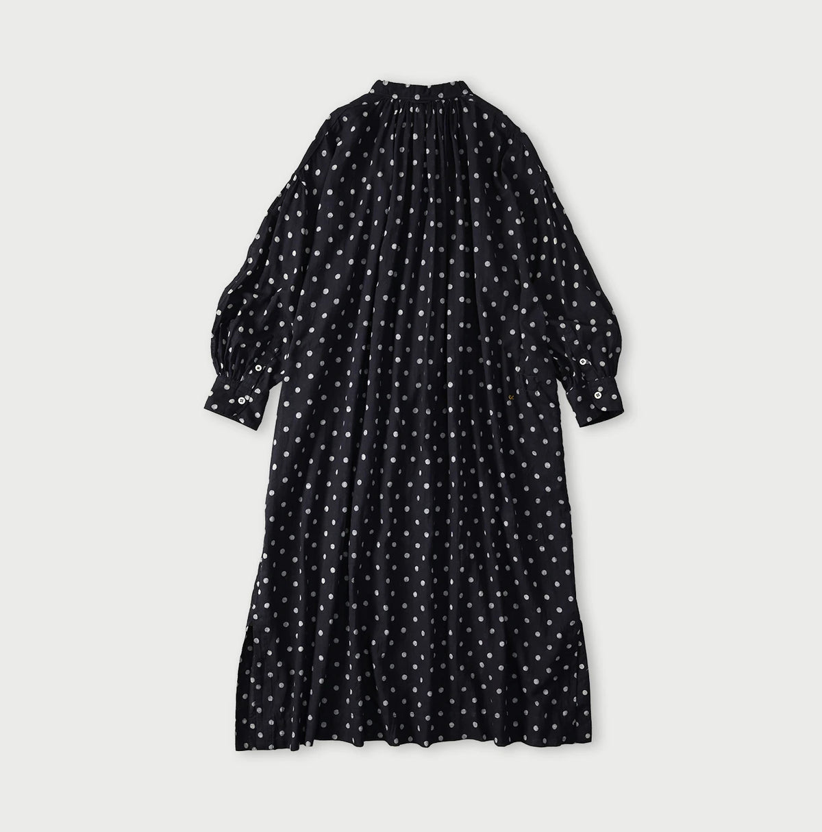 45R Indigo Gauze Polka Dot Coupe Smock Dress