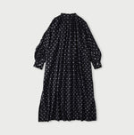 45R Indigo Gauze Polka Dot Coupe Smock Dress