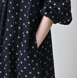 45R Indigo Gauze Polka Dot Coupe Smock Dress