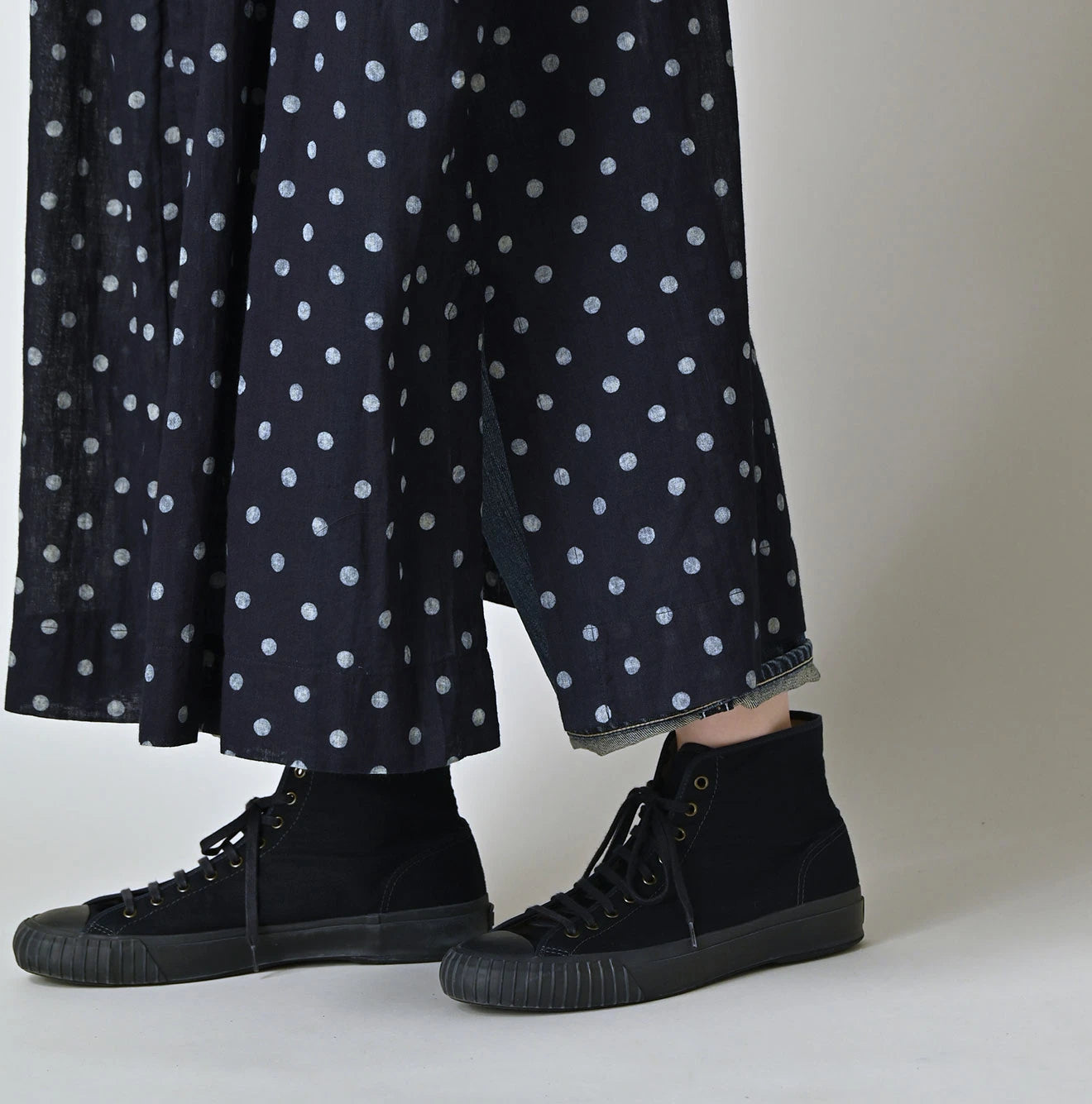 45R Indigo Gauze Polka Dot Coupe Smock Dress - Image 10