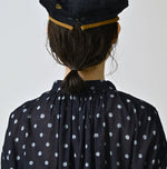 45R Indigo Gauze Polka Dot Coupe Smock Dress