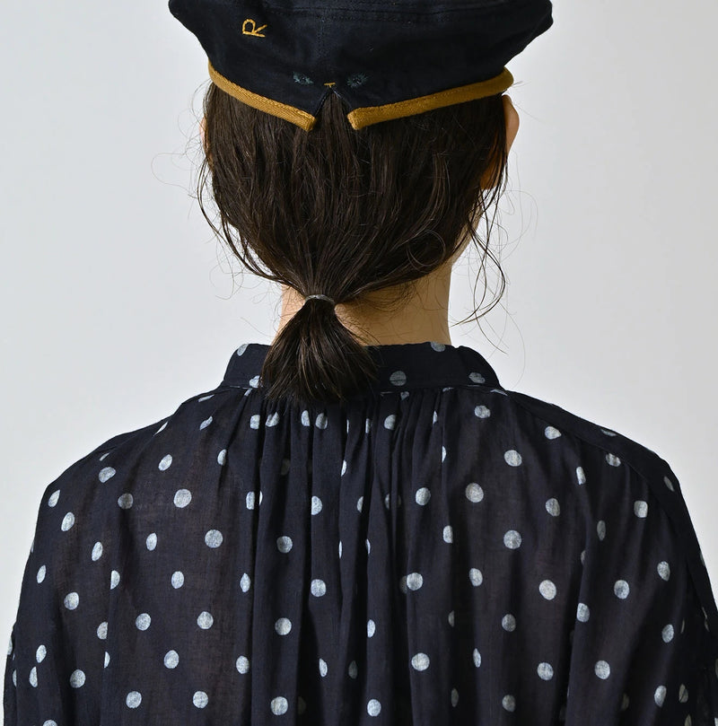45R Indigo Gauze Polka Dot Coupe Smock Dress - Image 12