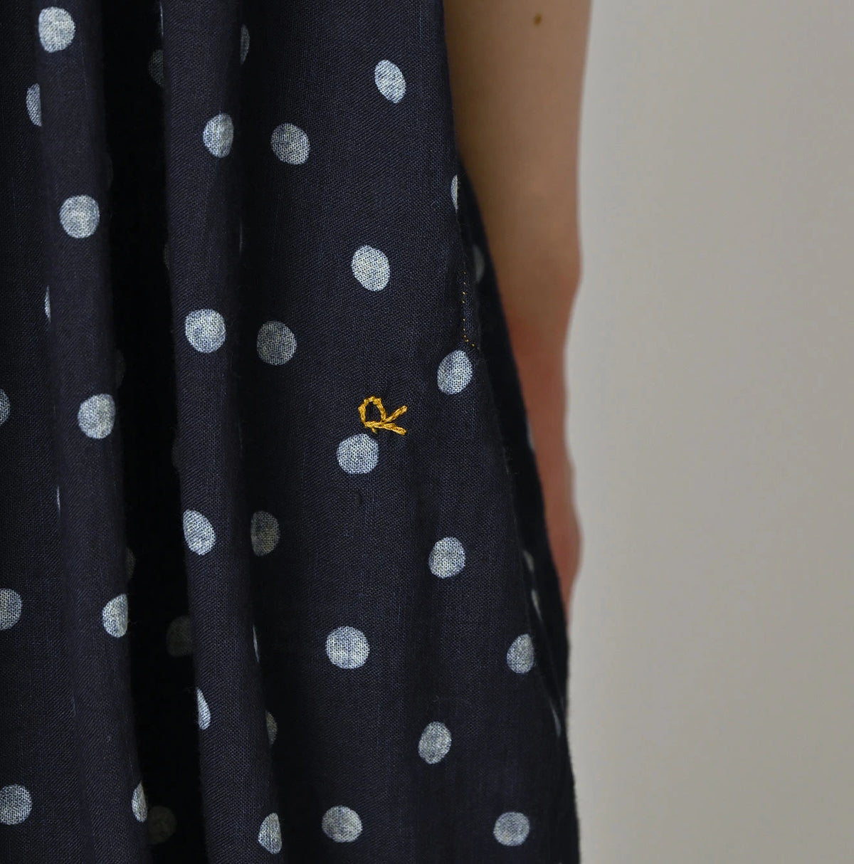 45R Indigo Gauze Polka Dot Coupe Smock Dress