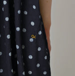 45R Indigo Gauze Polka Dot Coupe Smock Dress