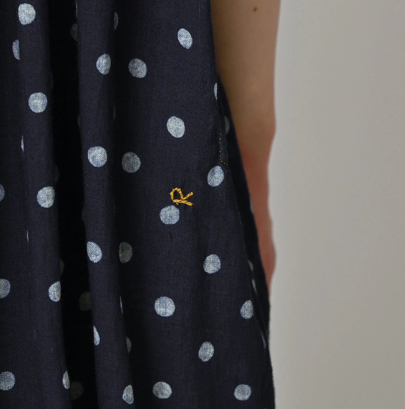 45R Indigo Gauze Polka Dot Coupe Smock Dress - Image 13