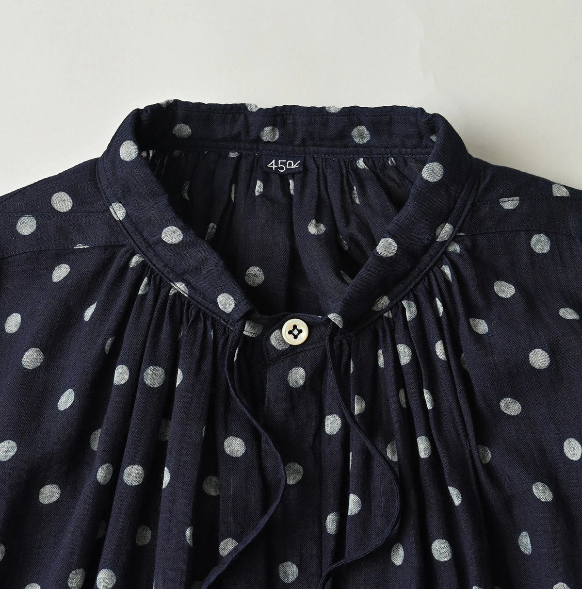 45R Indigo Gauze Polka Dot Coupe Smock Dress