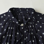 45R Indigo Gauze Polka Dot Coupe Smock Dress