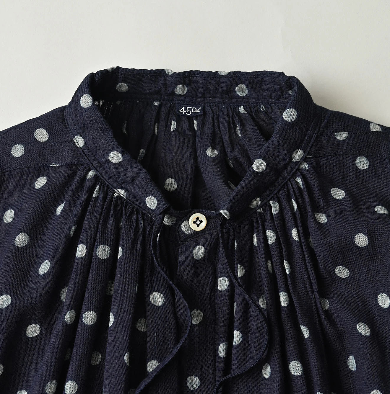 45R Indigo Gauze Polka Dot Coupe Smock Dress - Image 15