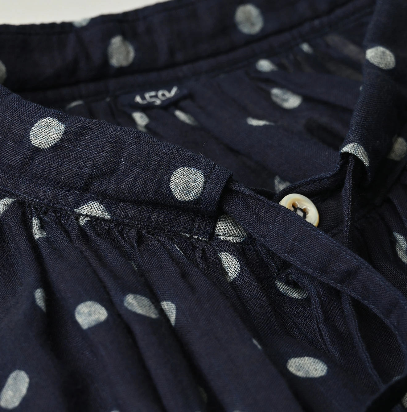 45R Indigo Gauze Polka Dot Coupe Smock Dress - Image 16
