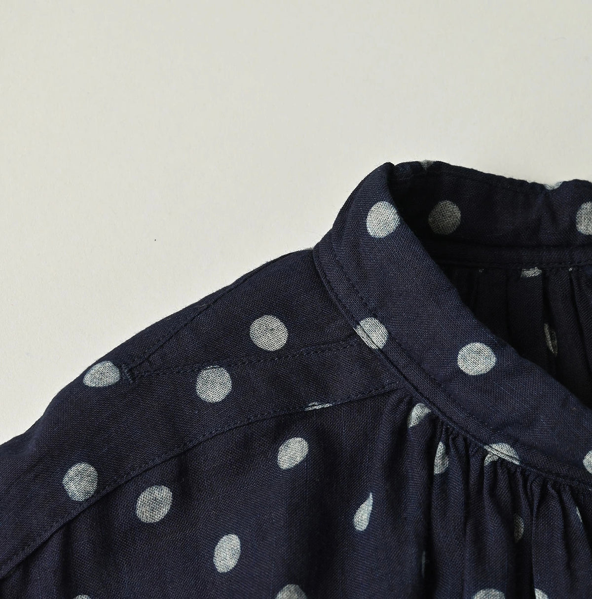 45R Indigo Gauze Polka Dot Coupe Smock Dress
