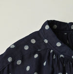 45R Indigo Gauze Polka Dot Coupe Smock Dress