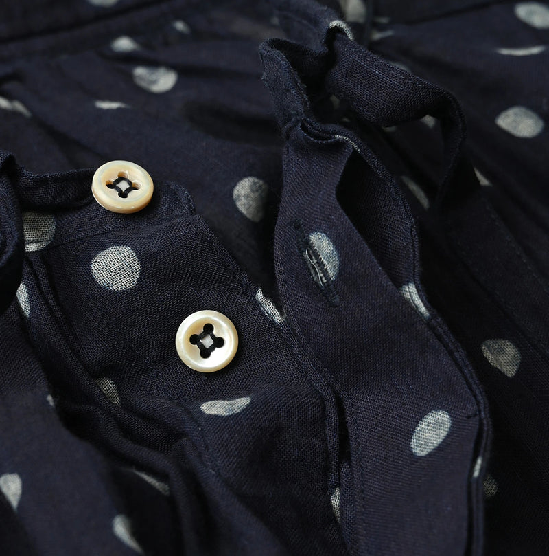 45R Indigo Gauze Polka Dot Coupe Smock Dress - Image 18