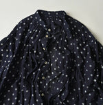 45R Indigo Gauze Polka Dot Coupe Smock Dress